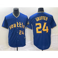 Seattle Mariners #24 Ken Griffey Number Blue HOLBERT 2023 City Connect Cool Base Stitched Jersey 2