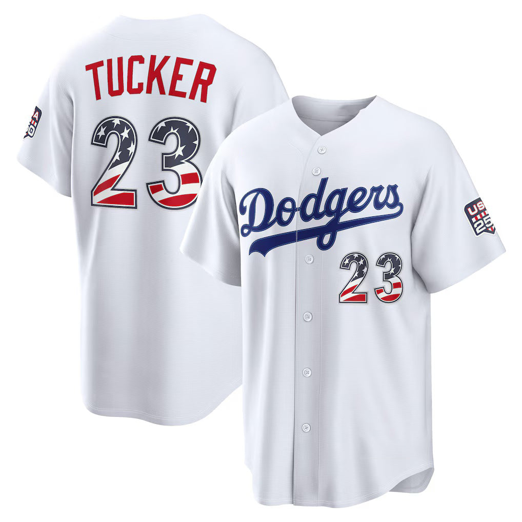 Los Angeles Dodgers #23 Kyle Tucker USA 250 Fourth of July Home Stadium Jersey - White HOLBERT