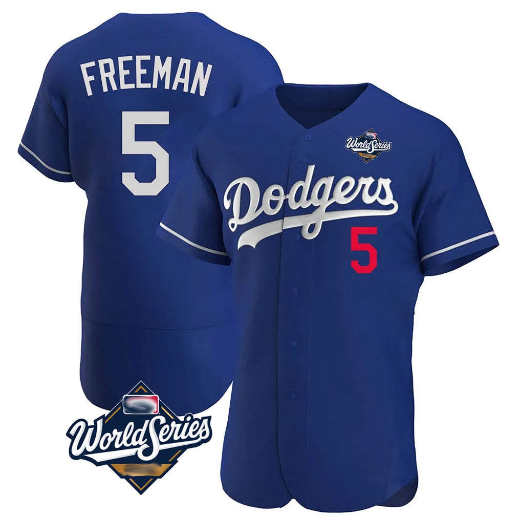 Los Angeles Dodgers #5 Freddie Freeman Player Royal HOLBERT World Series Limited Elite Home Stitched Jerseys