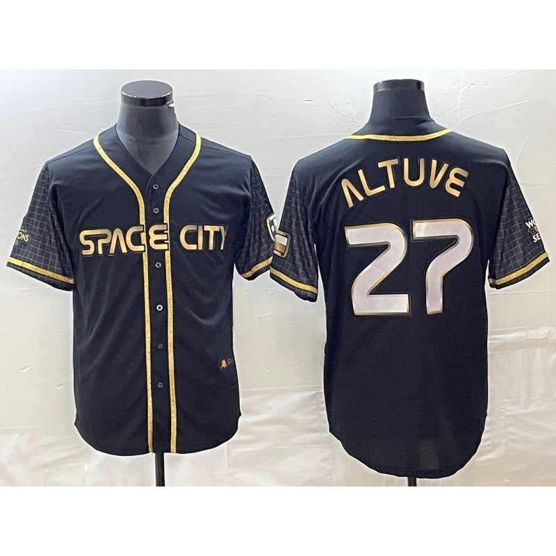 Houston Astros #27 Jose Altuve Black HOLBERT City Connect Cool Base Stitched Jersey