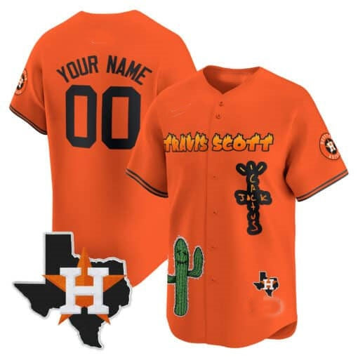 Custom Houston Astros Cactus Jack Patch Vapor Premier Limited Jersey V9 ¨C Orange HOLBERT