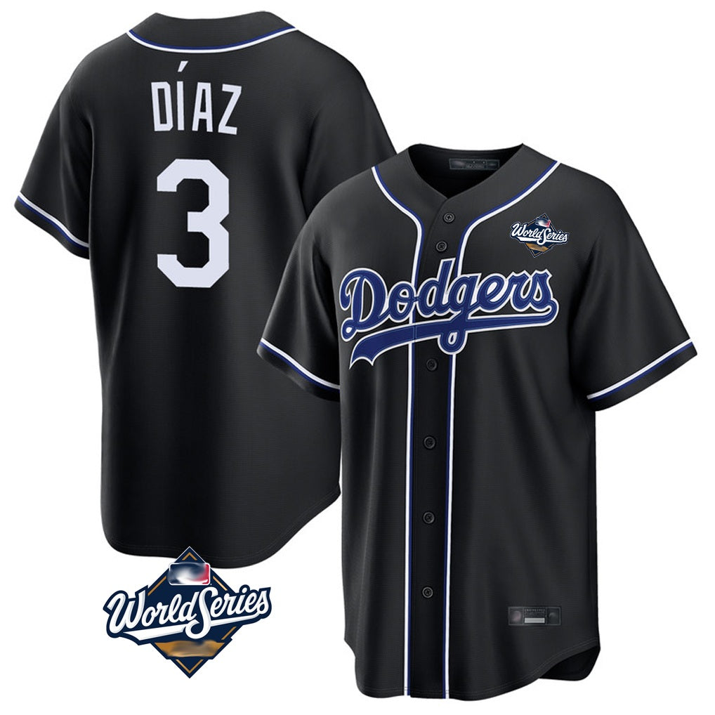 Los Angeles Dodgers #3 Edwin D¨ªaz Player Black HOLBERT World Series Carbon Limited Home Stitched Jerseys