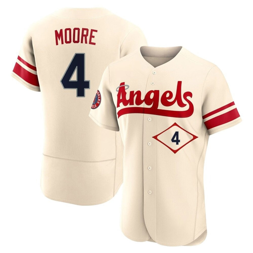 Los Angeles Angels #4 Christian Moore Player Cream HOLBERT City Connect Limited ELite Home Stitched Jerseys