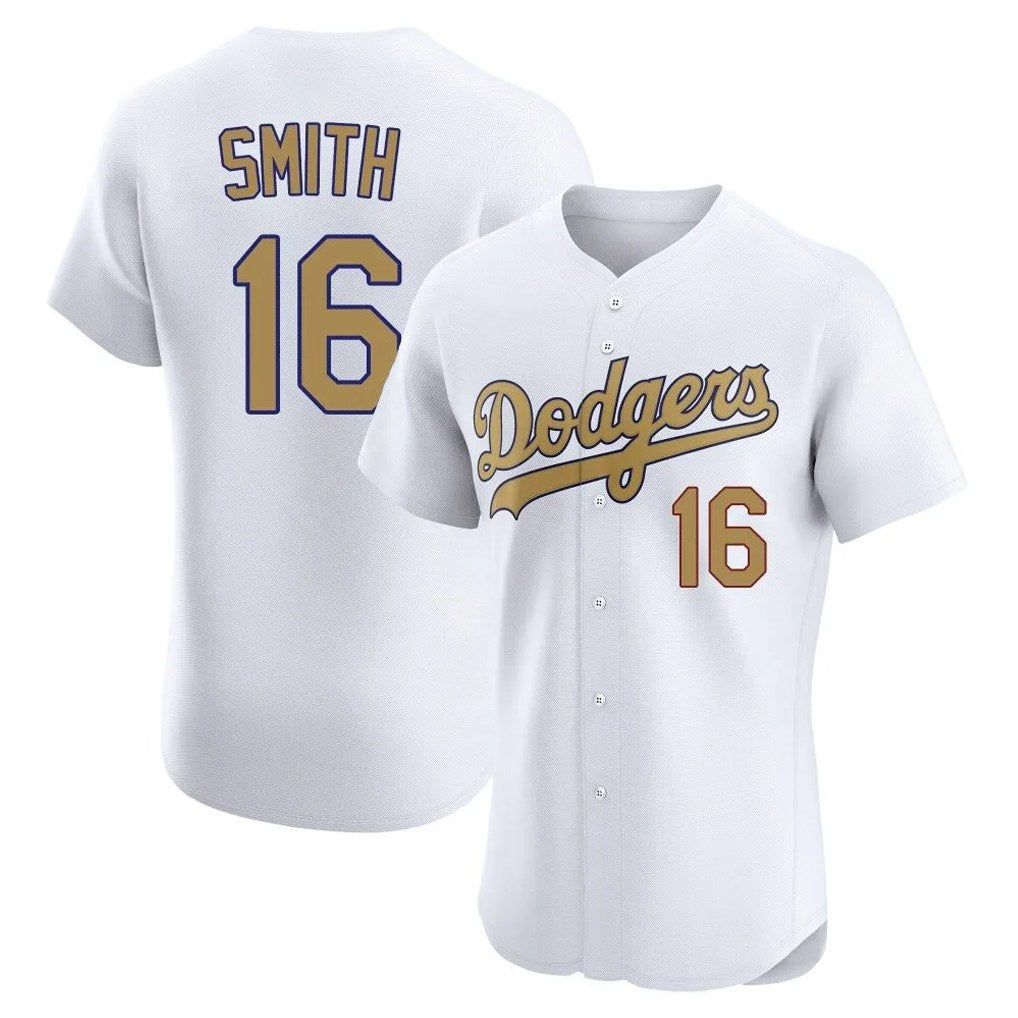Los Angeles Dodgers #16 Will Smith Player Gold White Gold HOLBERT Limited Elite Home Stitched Jerseys