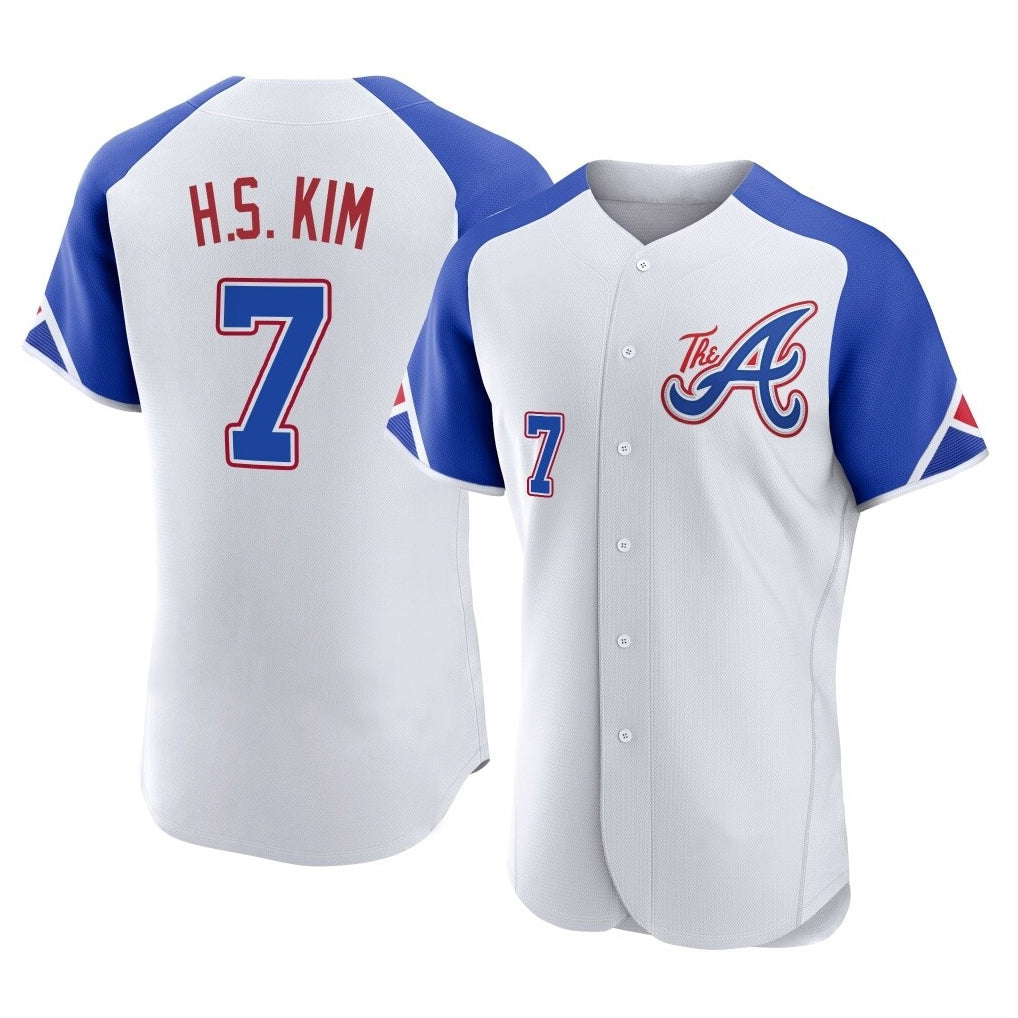Atlanta Braves #7 Ha-Seong Kim Player White HOLBERT City Connect Limited Elite Home Game Stitched Jerseys