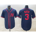 New York Yankees #3 Babe Ruth Navy Red HOLBERT Fashion Cool Base Jersey