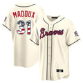 Atlanta Braves #31 Greg Maddux Player Cream HOLBERT USA 250 Fourth Of July Limited Home Game Stitched Jerseys