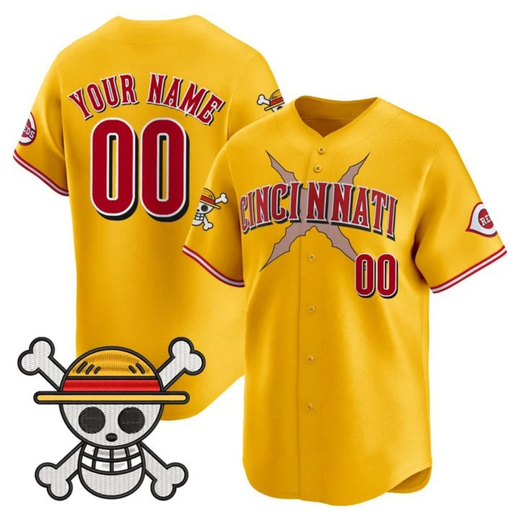 Custom Cincinnati Reds x One Piece Gold HOLBERT Vapor Premier Limited Jersey - Stitched