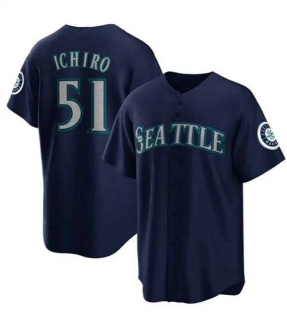 Seattle Mariners #51 Ichiro Suzuki Navy HOLBERT Cool Base Stitched Jersey
