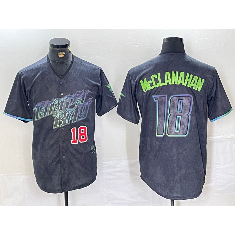 Tampa Bay Rays #18 Shane McClanahan Number Charcoal HOLBERT 2024 City Connect Limited Stitched Jerseys