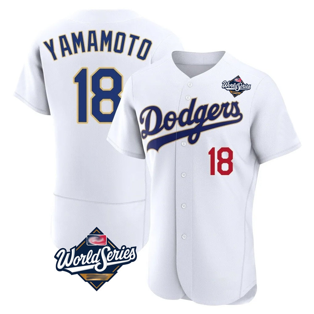 Los Angeles Dodgers #18 Yoshinobu Yamamoto Player Gold White HOLBERT World Series 2026 Collection Stadium Limited Elite Stitched Jerseys