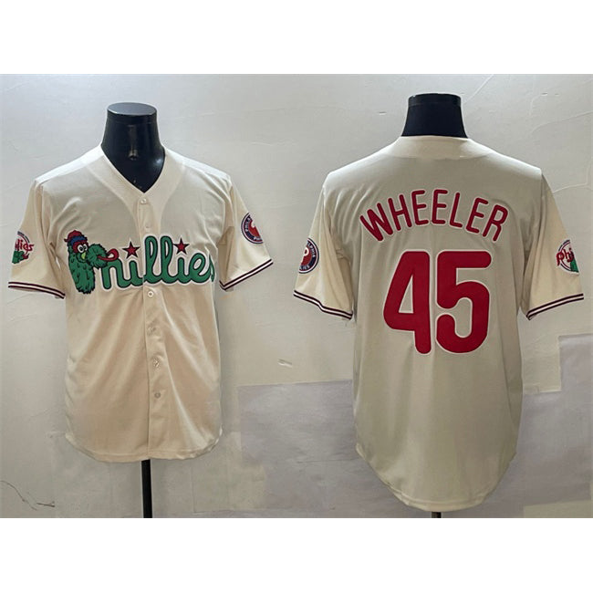 Philadelphia Phillies #45 Zack Wheeler Cream HOLBERT Phanatic Limited Stitched Jersey