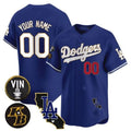 Custom Los Angeles Dodgers Vin Patch & Kobe Bryant Gold Trim Vapor Premier Limited Jersey V2 ¨C Royal HOLBERT