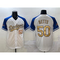 Los Angeles Dodgers #50 Mookie Betts White Royal Gold HOLBERT 2024 World Series Champions Vapor Limited Stitched Jersey