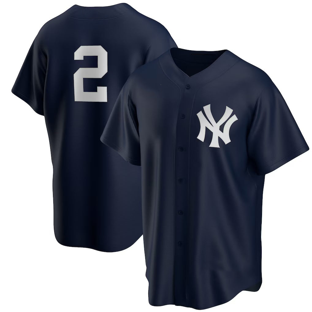 New York Yankees #2 Derek Jeter Navy HOLBERT Alternate Replica Player Jersey