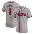 Atlanta Braves #1 Ozzie Albies Player Gray HOLBERT Limited Elite Home Game Stitched Jerseys