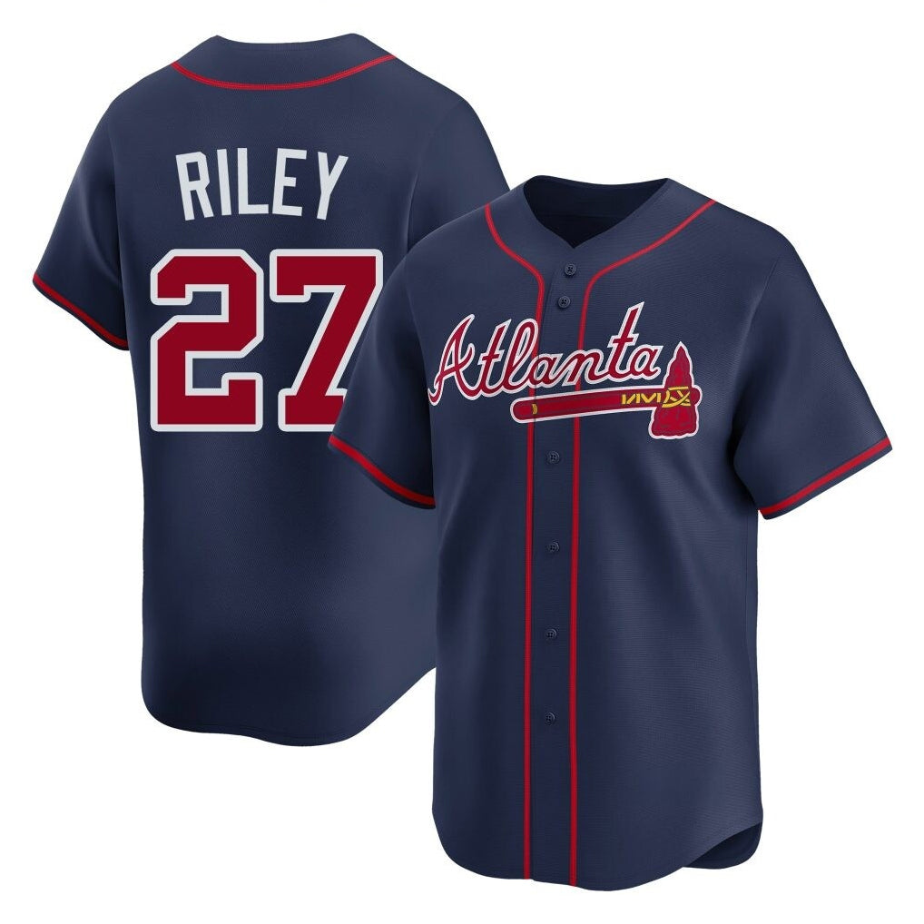 Atlanta Braves #27 Austin Riley Player Navy HOLBERT Limited Home Game Stitched Jerseys