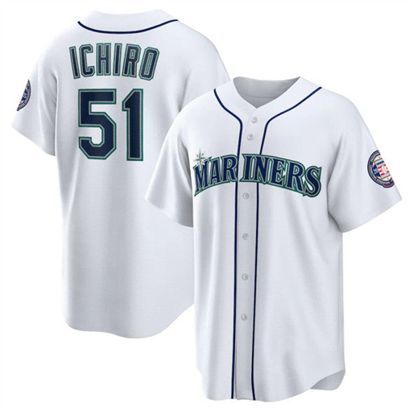 Seattle Mariners #51 Ichiro Suzuki White HOLBERT Cool Base Stitched Jersey