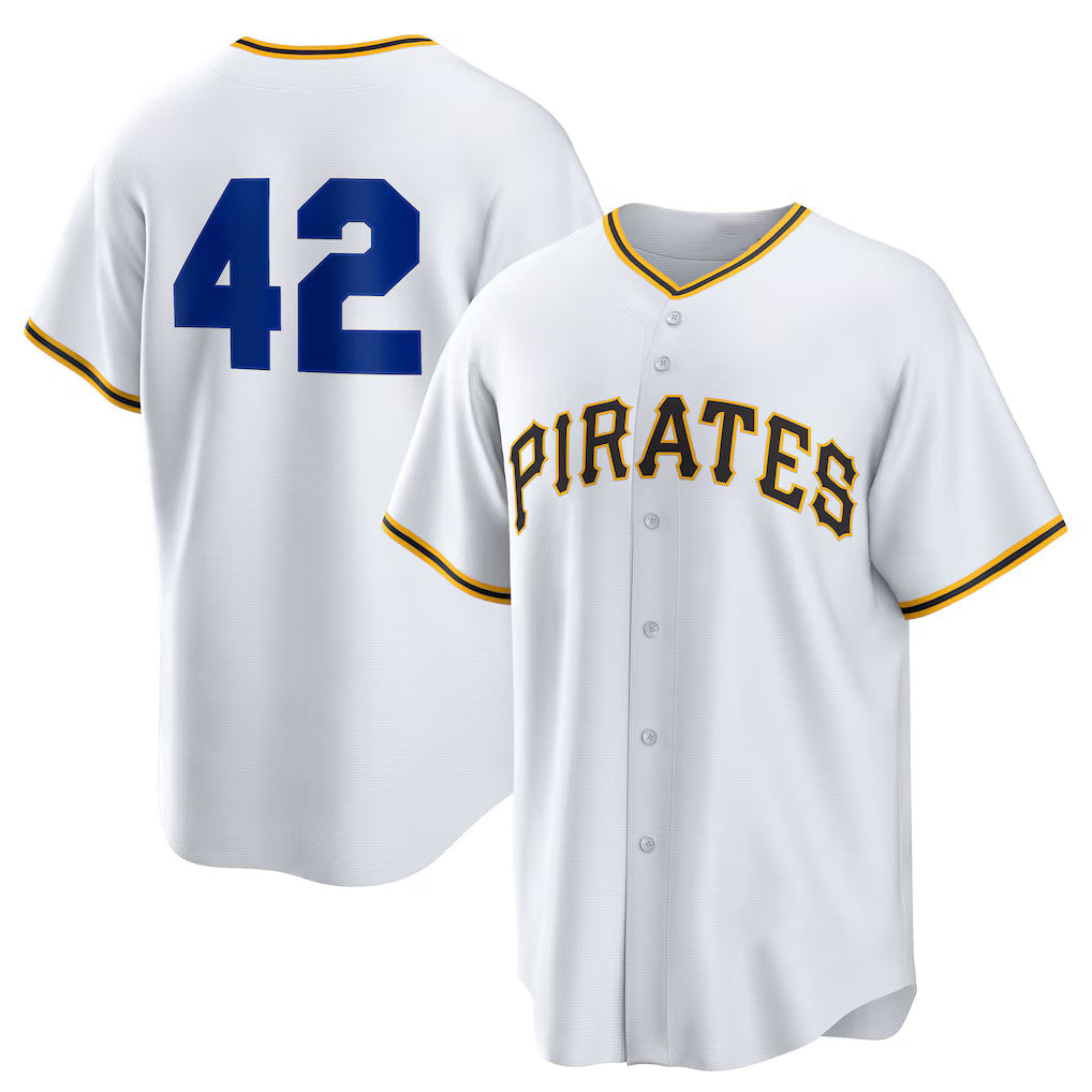 Pittsburgh Pirates #42 Jackie Robinson White HOLBERT Home 2025 Day Replica Jersey