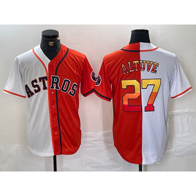Houston Astros #27 Jose Altuve White Orange HOLBERT Split Stitched Jersey