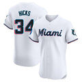 Miami Marlins #34 Liam Hicks Player White HOLBERT Home Limited Elite Stitched Jerseys
