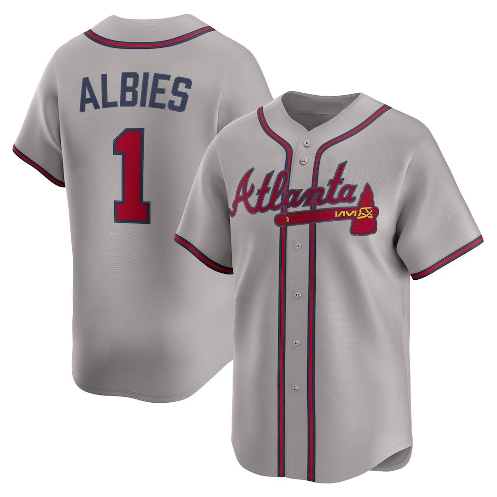 Atlanta Braves #1 Ozzie Albies Gray HOLBERT Road Limited Player Jersey