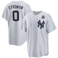 New York Yankees #0 Marcus Stroman White HOLBERT 2024 World Series With Name Cool Base Stitched Jersey