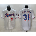 Texas Rangers #31 Max Scherzer Number White HOLBERT 2023 World Series Champions Cool Base Jersey 2