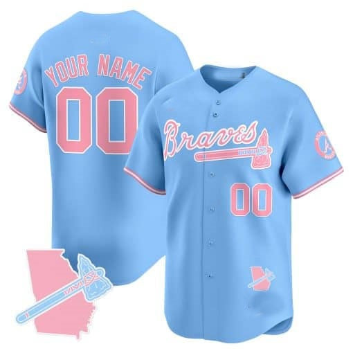 Custom Atlanta Braves Bubblegum Pink Vapor Premier Limited Jersey ¨C Blue HOLBERT