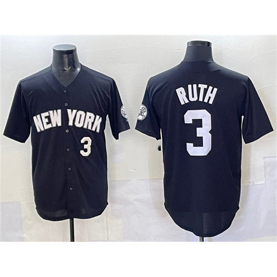 New York Yankees #3 Babe Ruth Black HOLBERT Limited Stitched Jersey