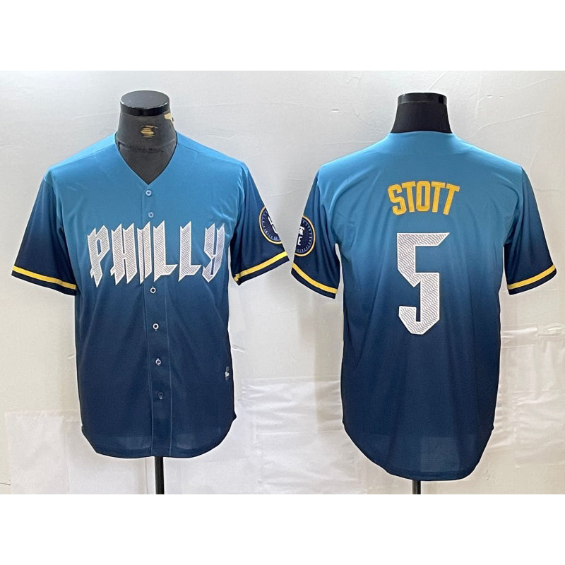Philadelphia Phillies #5 Bryson Stott Blue HOLBERT 2024 City Cool Base Stitched Jersey