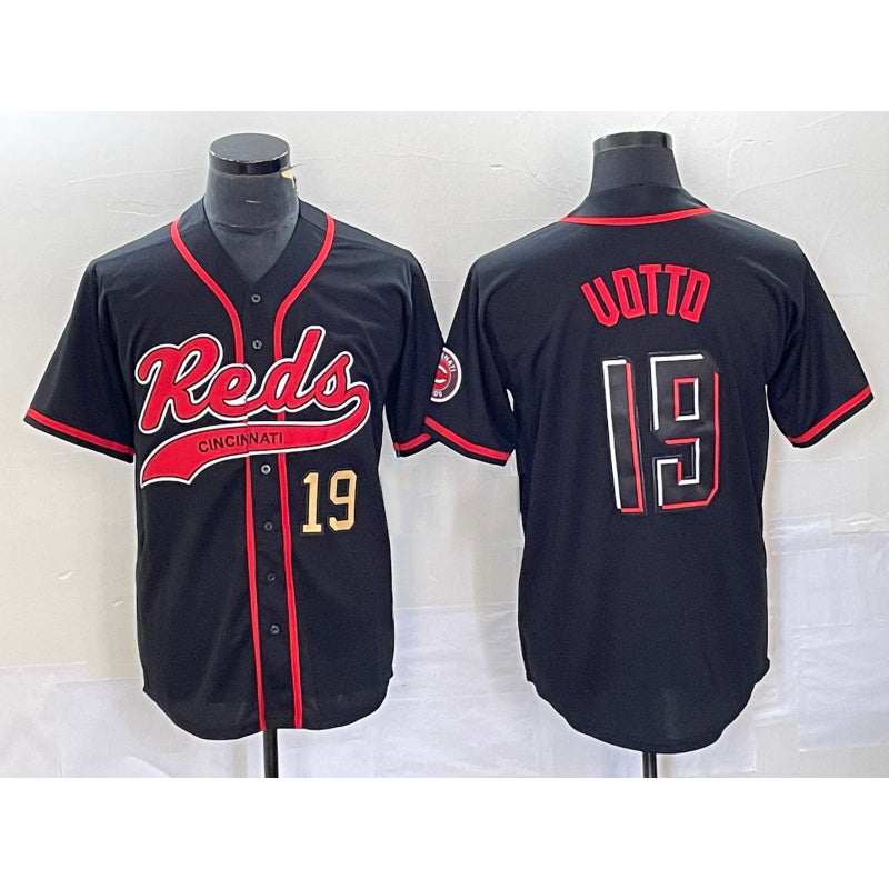 Cincinnati Reds #19 Joey Votto Number Black HOLBERT 2023 City Connect Cool Base Stitched Jerseys