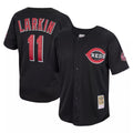 Cincinnati Reds #11 Barry Larkin Player Black HOLBERT Mitchell & Ness Throwback Cooperstown Mesh Game Stitched Jerseys