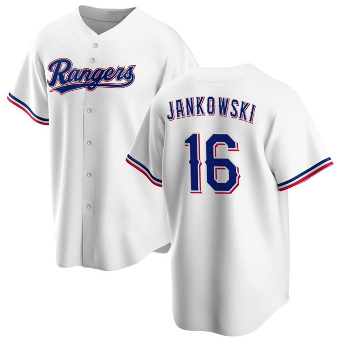 Texas Rangers #16 Travis Jankowski White HOLBERT Cool Base Stitched Jersey