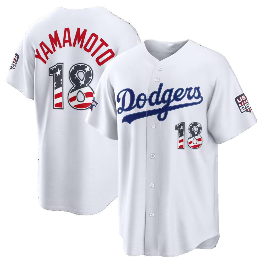 Los Angeles Dodgers #18 Yoshinobu Yamamoto 2026 All-Star Edition Stars & Stripes White HOLBERT Stadium Jersey