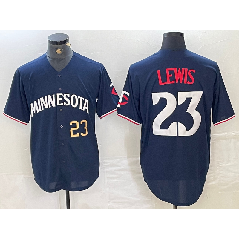Minnesota Twins #23 Royce Lewis Number 2023 Navy Blue HOLBERT Cool Base Stitched Jerseys