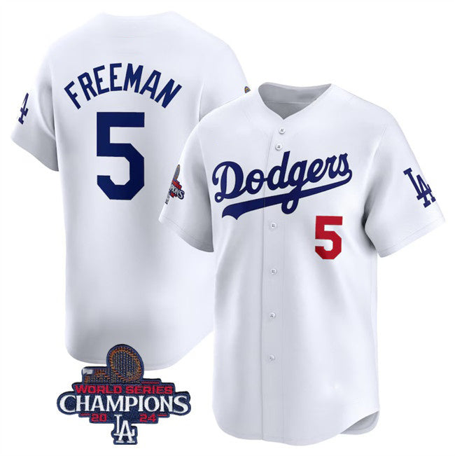Los Angeles Dodgers #5 Freddie Freeman White HOLBERT 2024 World Series Champions Home Limited Stitched Jersey