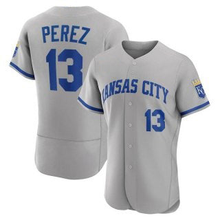 Kansas City Royals #13 Salvador Perez Grey HOLBERT Flex Base Stitched Jersey
