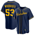Milwaukee Brewers #53 Brandon Woodruff Player Navy HOLBERT Home Game Stitched Jerseys