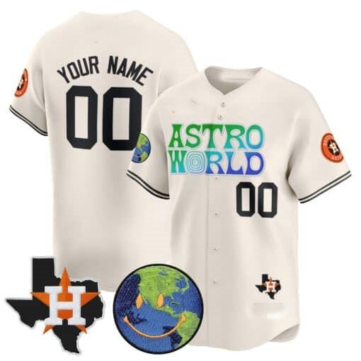 Custom Houston Astros Cactus Jack Astro World Vapor Premier Limited Jersey ¨C All Stitched-Cream HOLBERT