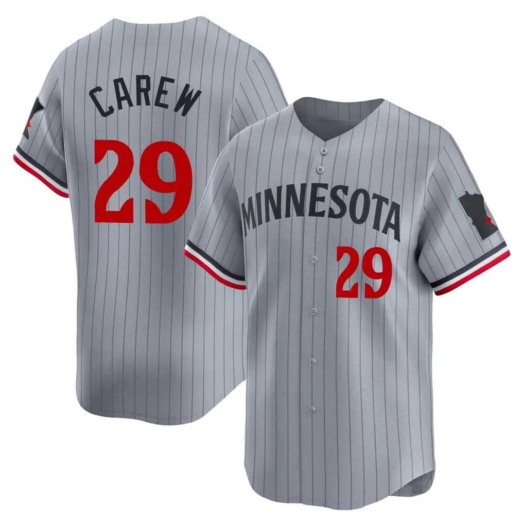 Minnesota Twins #29 Rod Carew Player Gray HOLBERTHome Limited Stitched Jerseys