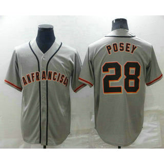San Francisco Giants #28 Buster Posey Grey HOLBERT Stitched Cool Base Jersey