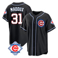 Chicago Cubs #31 Greg Maddux Player Black HOLBERT Fashion Out 150th Anniversary Game Stitched Jerseys