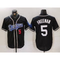 Los Angeles Dodgers #5 Freddie Freeman Number Black HOLBERT Cool Base With Patch Stitched Jersey 2