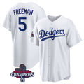 Los Angeles Dodgers #5 Freddie Freeman White HOLBERT 2024 World Series Champions Cool Base Stitched Jersey