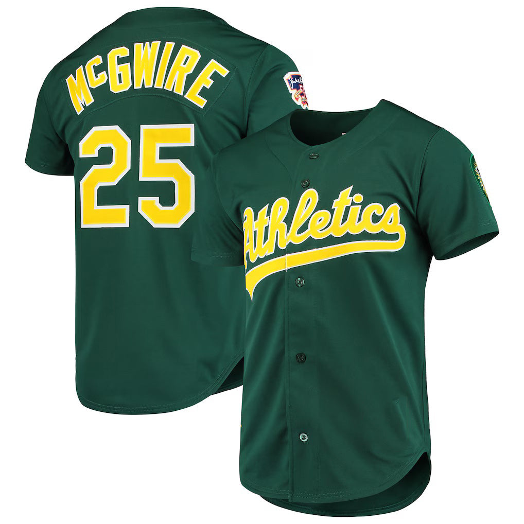 Oakland Athletics #25 Mark McGwire Mitchell & Ness Green HOLBERT 1997 Cooperstown Collection Authentic Jersey