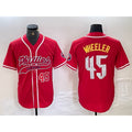 Philadelphia Phillies #45 Zack Wheeler Number Red HOLBERT Cool Base Stitched Jerseys