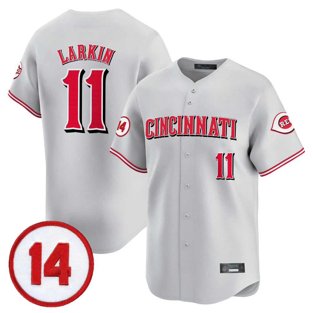 Cincinnati Reds #11 Barry Larkin Player Gray HOLBERT Vapor Premier Limited Home Stitched Jerseys