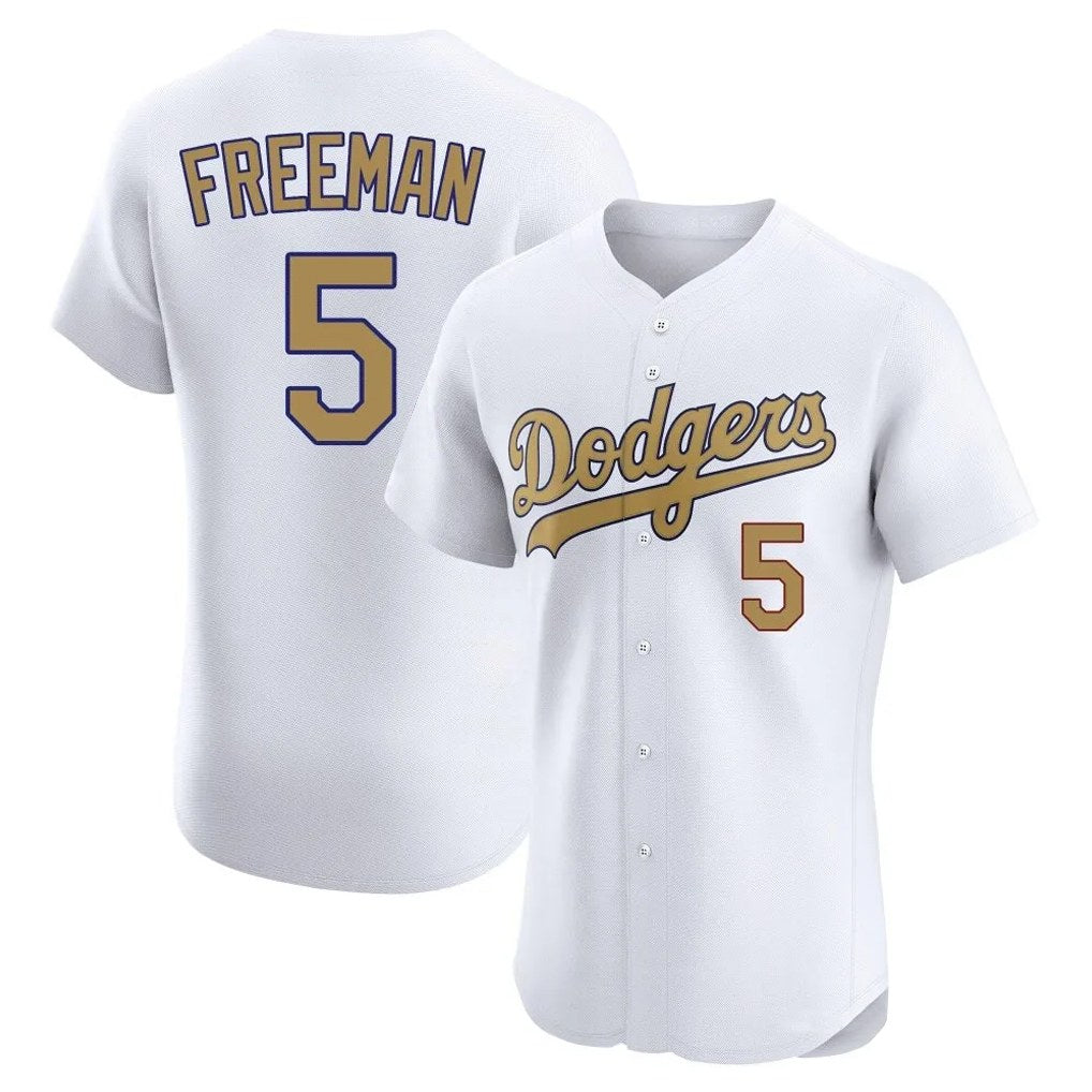 Los Angeles Dodgers #5 Freddie Freeman Player Gold HOLBERT Limited Elite Home Stitched Jerseys
