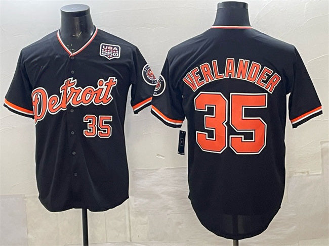 Detroit Tigers #35 Justin Verlander Navy HOLBERT 2026 Alternate USA 250' Patch Vapor Premier Limited Stitched Jersey